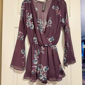 Honey Punch Purple Floral Romper
